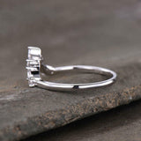 1.6ct Marquise Cut Diamond Engagement Ring Curved Crown 14k White Gold Finish