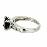 2ct Round Cut Blue Sapphire Engagement Ring Diamond Accents 14k White Gold Over