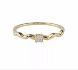 0.25ct Engagement Ring Round Cut Diamond Stackable Design 14k Yellow Gold Finish