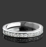 1ct Round Cut Diamond Wedding Band Channel Set Half Eternity 14k White Gold Over