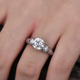 2.3ct Engagement Ring Round Diamond Vintage Inspired Filigree 14k WhiteGold Over