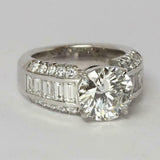 4Ct Round Cut Diamond Iced Accent Wide Band Engagement Ring 14K White Gold Over