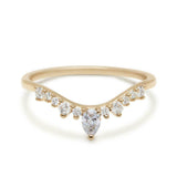 0.27ct Round Cut Diamond Wedding Band 14k White Gold Over Stackable Curved Crown