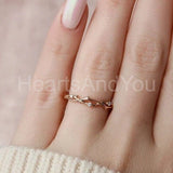 0.1ct Round Cut Moissanite Dainty Twig Women Wedding Band 14k Rose Gold Plated
