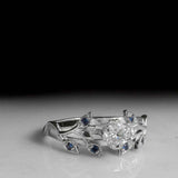 1.5ct Engagement Ring Round Cut Diamond Floral Leaf Design 14k White Gold Finish