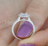 2.2ct Princess Cut Simulated Diamond Halo Engagement Ring 14k White Gold Plated