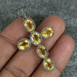 2.5ct Oval Cut Yellow Sapphire Pendant Christ Cross 14k White Gold Over NO CHAIN