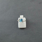 1.2ct Engagement Ring Oval Cut Blue Topaz Swirl Trilogy 14k White Gold Finish