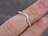 0.4ct Round Cut Moissanite Milgrain Eternity Wedding Band 14k White Gold Plated