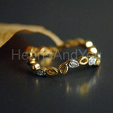 0.1ct Round Cut Moissanite Eternity Wave Curved Women Band 14K YellowGold Plated