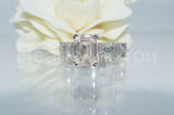 2.3ct Emerald Simulated Diamond Cocktail Engagement Ring 14k White Gold Plated