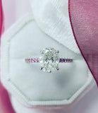 1.5ct Oval Cut Diamond Amethyst Accent Engagement Ring 14k White Gold Finish