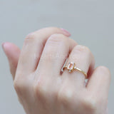 1ct Emerald Cut Simulated Peach Morganite Solitaire Ring 14k Yellow Gold Plated