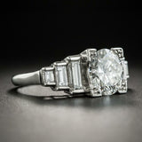 2ct Round Cut Diamond Emerald Accent Women Engagement Ring 14k White Gold Finish