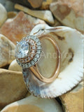 2.2ct Round Cut Moissanite Dula Halo Style Engagement Ring 14k Dual Gold Plated