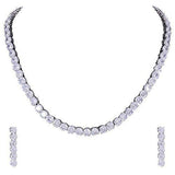40Ct Round Cut Diamond Tennis Necklace & Drop Earrings Set 14k White Gold Finish