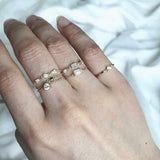 0.4ct Round Cut Diamond Petite Chain Engagement Ring 14k Yellow Gold Finish