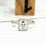 4Ct Radiant Cut DVVS1 Diamond Accents Halo Engagement Ring 14K White Gold Finish