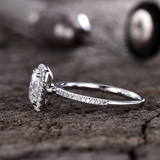 2.2ct Engagement Ring Oval Cut Diamond Accents Halo Design 14k White Gold Finish