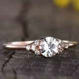 1.1ct Round Cut Diamond Solitaire with Accent Engagement Ring 14k Rose Gold Over
