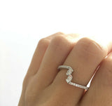 3Ct Round Cut Diamond Unique Swirl Two Stone Petite Ring 14K White Gold Finish