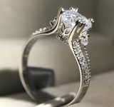 3Ct Round Cut Diamond Hidden Halo Vintage Engagement Ring 14K White Gold Finish