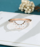 0.35ct Round Cut Moissanite Curved Women Wedding Band 14k Rose Gold Plated