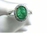 2.2ct Engagement Ring Oval Cut Green Emerald Split Shank Halo 14k WhiteGold Over