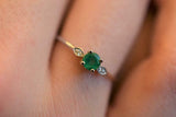 0.5ct Engagement Ring Round Cut Emerald Minimalist Trilogy 14k White Gold Finish