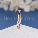 0.3ct Round Cut Moissanite Stacking Wave Women Wedding Band 14k Rose Gold Plated