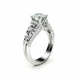 1.7ct Round Cut Diamond Engagement Ring 14k White Gold Finish Antique Vintage