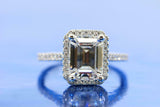 2ct Emerald Cut Diamond Engagement Ring Halo Bridal Set Band 14k White Gold Over