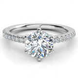 1.4ct Round Cut Solitaire With Accents Engagement Ring 14k White Gold Finish New