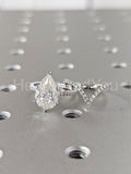 2.1ct Pear Cut Simulated Diamond Bridal Ring Curved Band 14k White Gold Plated