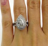 6.5ct Oval Cut Diamond Cocktail Split Band Engagement Ring 14K White Gold Finish