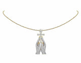 3.2ct Round Cut VVS1D Diamond Praying Hand Cross Pendant 14k Yellow Gold Finish