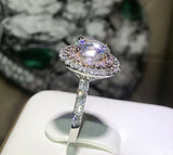 4Ct Round Cut Diamond Dual Halo Elegant Engagement Ring 14K White Gold Finish