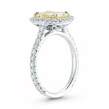 1ct Radiant Cut Yellow Sapphire Halo Vintage Engagement Ring 14k White Gold Over