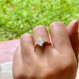 0.45ct Oval Cut Simulated Diamond Unique Engagement Ring 14k Yellow Gold Plated