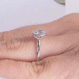 1.6ct Oval Cut Diamond Engagement Ring Bezel Set Solitaire 14k White Gold Finish