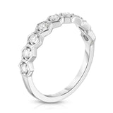 0.8ct Round Cut Diamond Wedding Band 14k White Gold Finish Hexagon Half Eternity