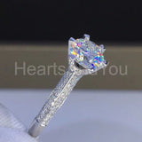 2.2ct Round Cut Moissanite Dual Row Accents Engagement Ring 14k WhiteGold Plated