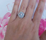 3Ct Radiant Cut Diamond Vintage Art Deco Engagement Ring 14K White Gold Finish
