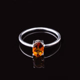 0.5ct Engagement Ring Oval Cut Yellow Citrine Solitaire 14k White Gold Finish