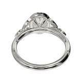 2.23ct Oval Cut Diamond Engagement Ring Halo Leaf Design 14k White Gold Finish