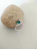 1ct Engagement Ring Round Cut Green Emerald Solitaire Women 14k WhiteGold Finish