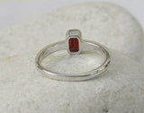 0.5ct Emerald Red Garnet Engagement Ring Bezel Set Solitaire 14k White Gold Over