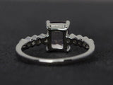 2.5ct Emerald Cut Morganite Hexagon Shank Solitaire Ring 14k White Gold Finish