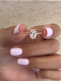 1ct Oval Cut VVS1 Diamond Halo Solitaire Engagement Ring 14k Rose Gold Finish