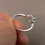 1ct Oval Blue Aquamarine Promise Solitaire Engagement Ring 14k White Gold Finish